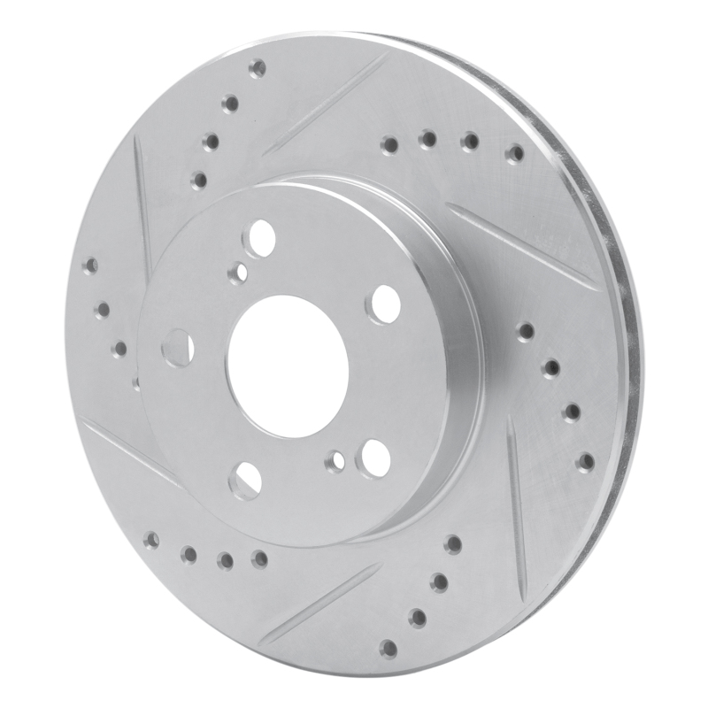 Toyota Prius Brake Rotor (1) - Front Left - R1 Concepts - Drilled & Slotted - Silver - `04-`09